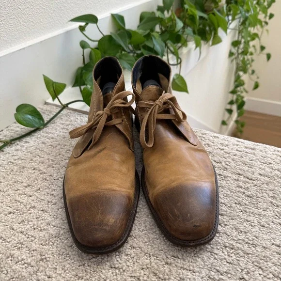 DOUCAL'S‎ ITALY Leather Desert Boots Tan Brown Lace Up Chukka Ankle Men 10.5 - Picture 6 of 11
